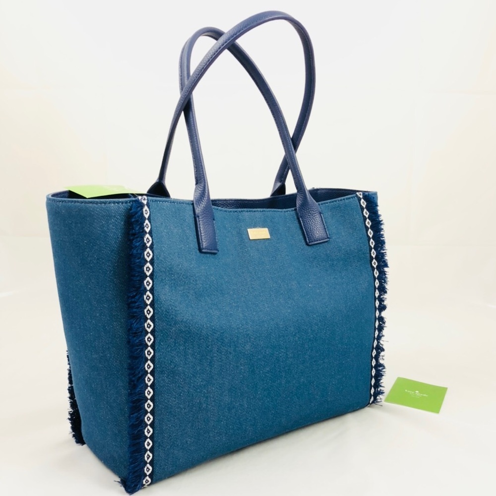 RARE! Kate Spade Large Denim Tassel Shoulder Bag